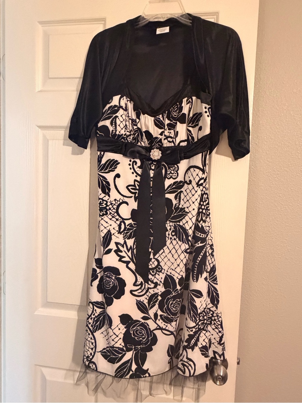 My Michelle Black and White Floral Midi Dress with Bolero